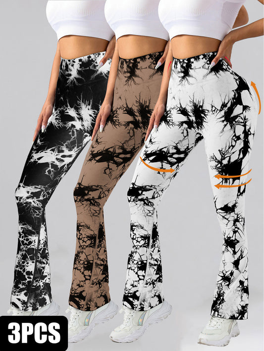 3 Pack Tie Dye Seamless High Waisted Workout Legging