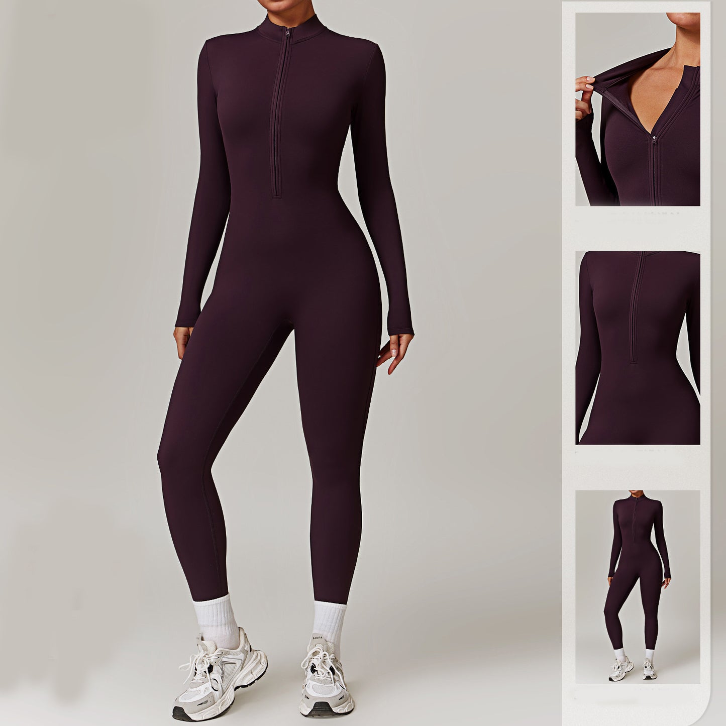 Warm Zipper Long-sleeved Jumpsuit Yoga Pants