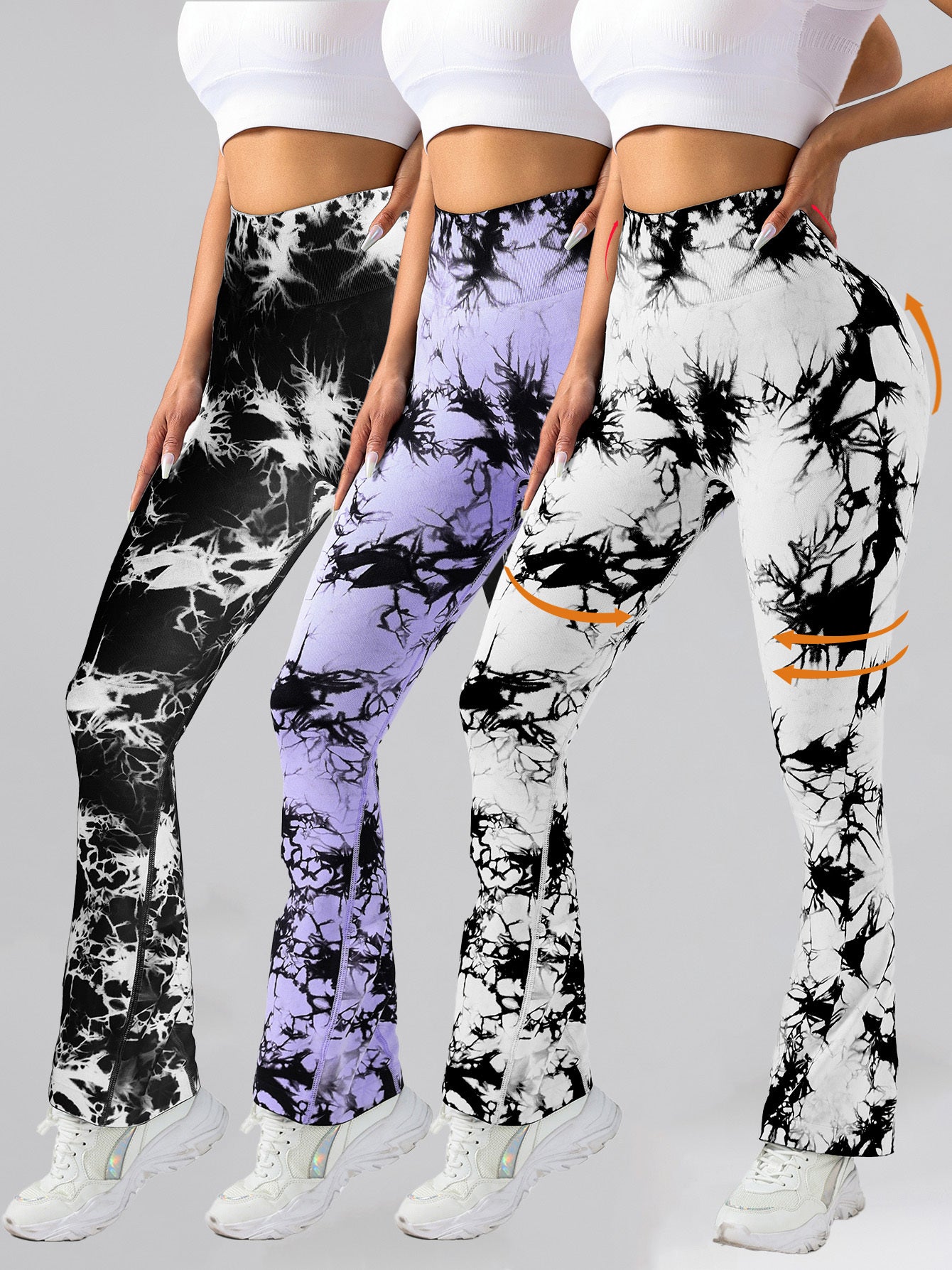 3 Pack Tie Dye Seamless High Waisted Workout Legging