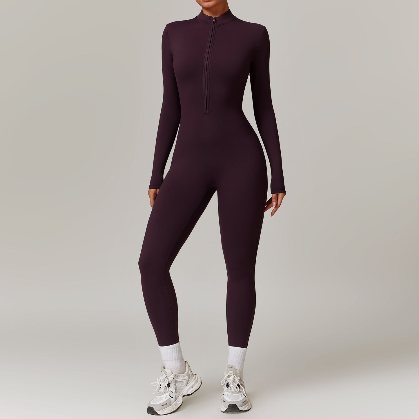 Warm Zipper Long-sleeved Jumpsuit Yoga Pants
