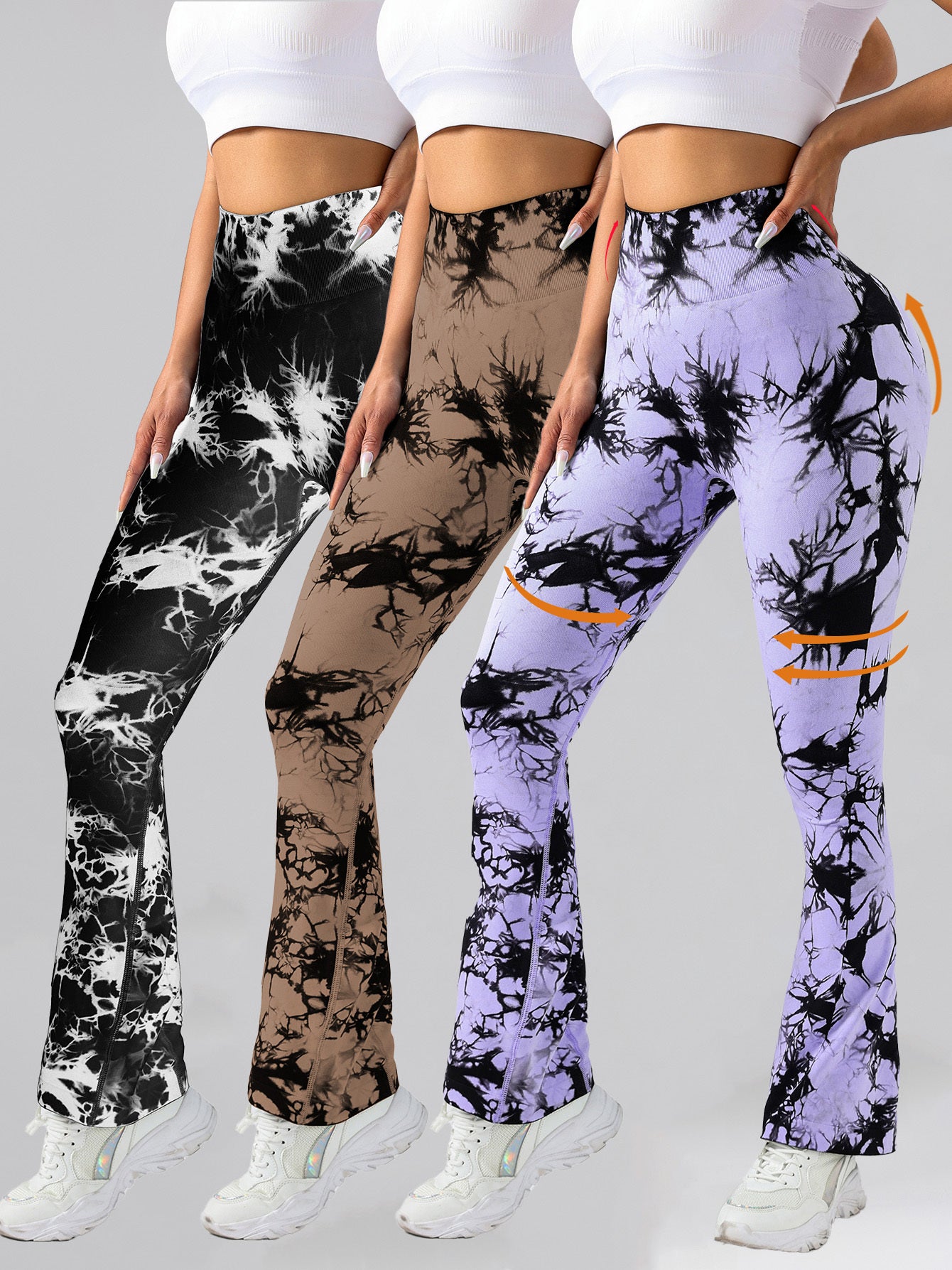 3 Pack Tie Dye Seamless High Waisted Workout Legging