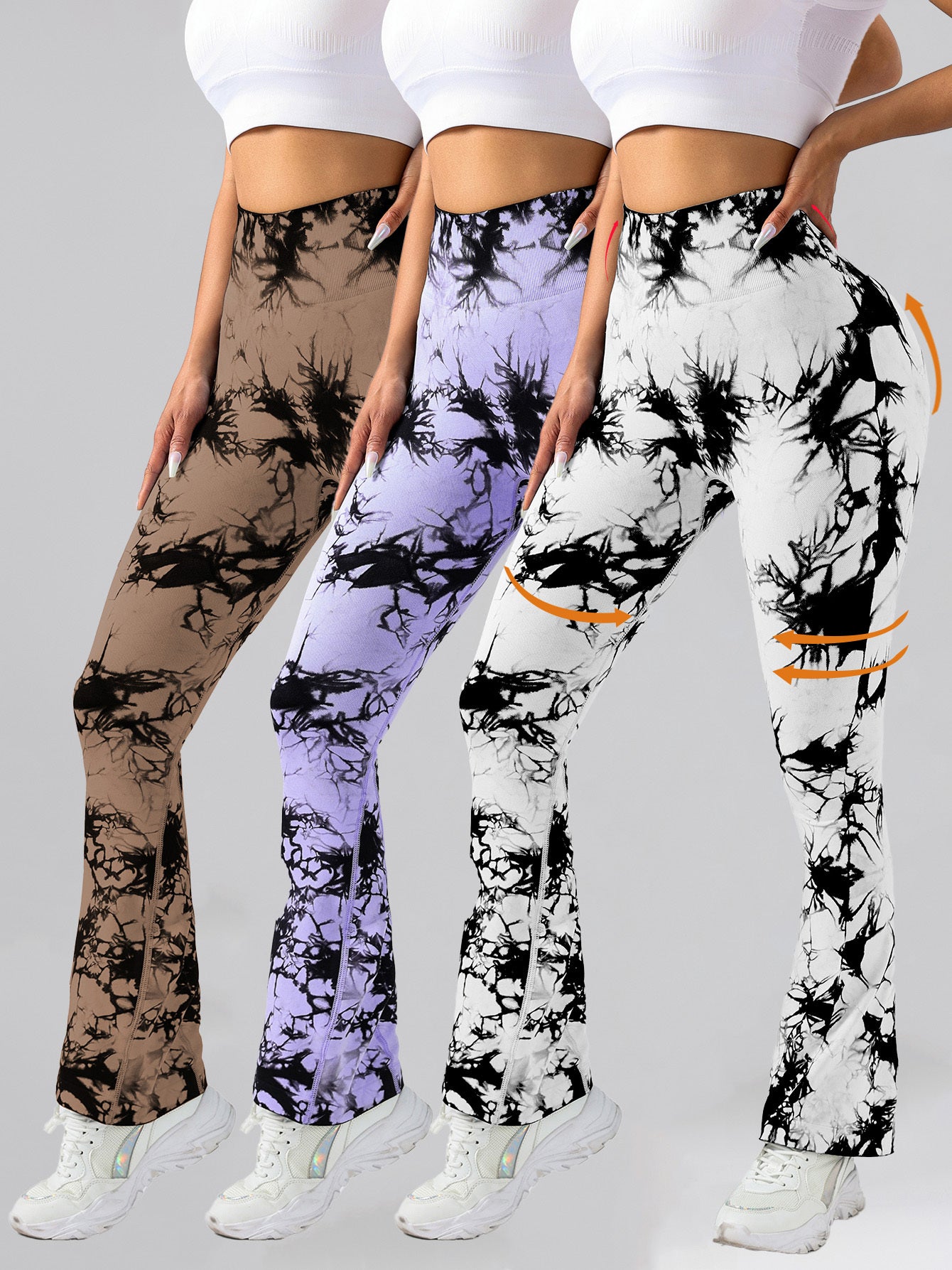 3 Pack Tie Dye Seamless High Waisted Workout Legging