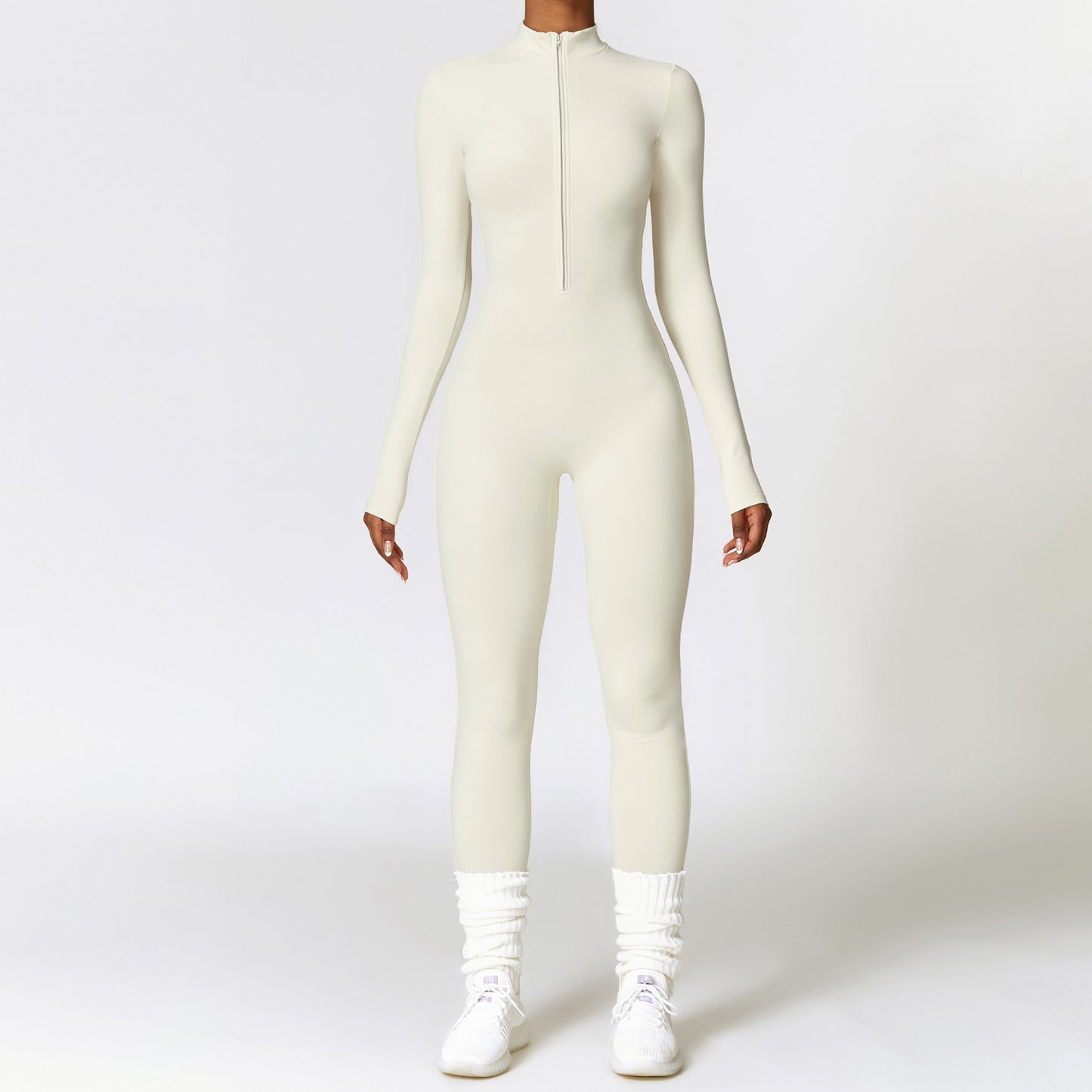 Warm Zipper Long-sleeved Jumpsuit Yoga Pants