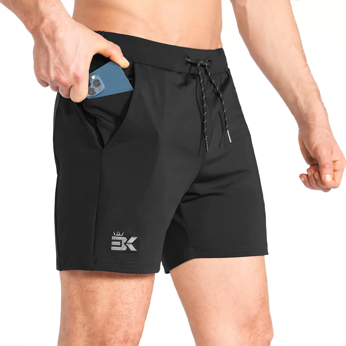 BROKIG Mens APEX Athletic Shorts with Zip Pockets,Breathable Sports Cool Fit Gym Training Shorts 